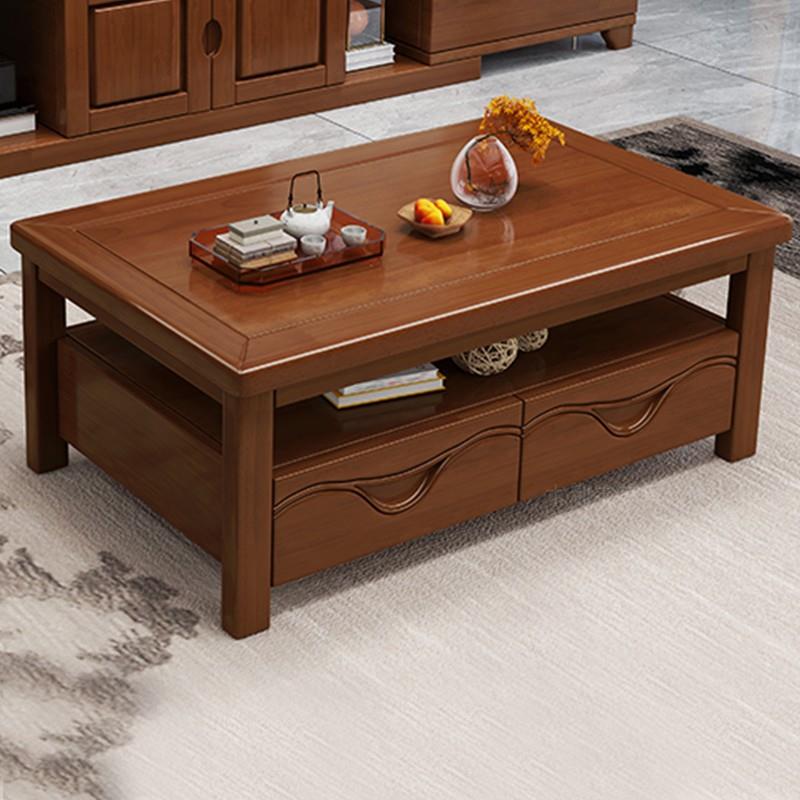 实木茶几电视柜组合落地客厅家用小户型新中式简约现代轻奢长方形