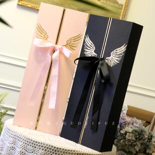 长方形翅膀情人节礼物盒仪式感送男友现金香烟放钱花束礼盒空盒子