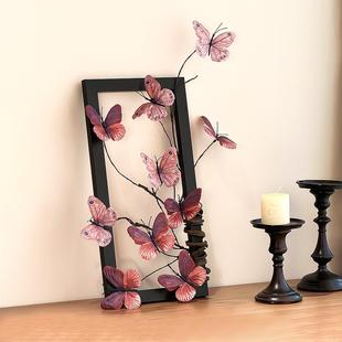 网红蝴蝶干花玄关装饰摆件假花仿真花摆设氛围感卧室家居软装好物