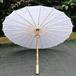 无花白色绘画绸布伞户外装饰走秀古风油纸伞楼道吊顶喜庆大红色伞