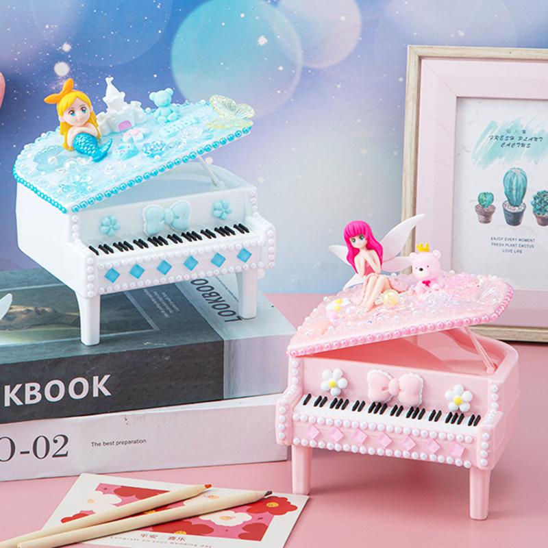 儿童diy小钢琴音乐盒手工制作材料创意奶油胶粘贴存钱罐女孩玩具