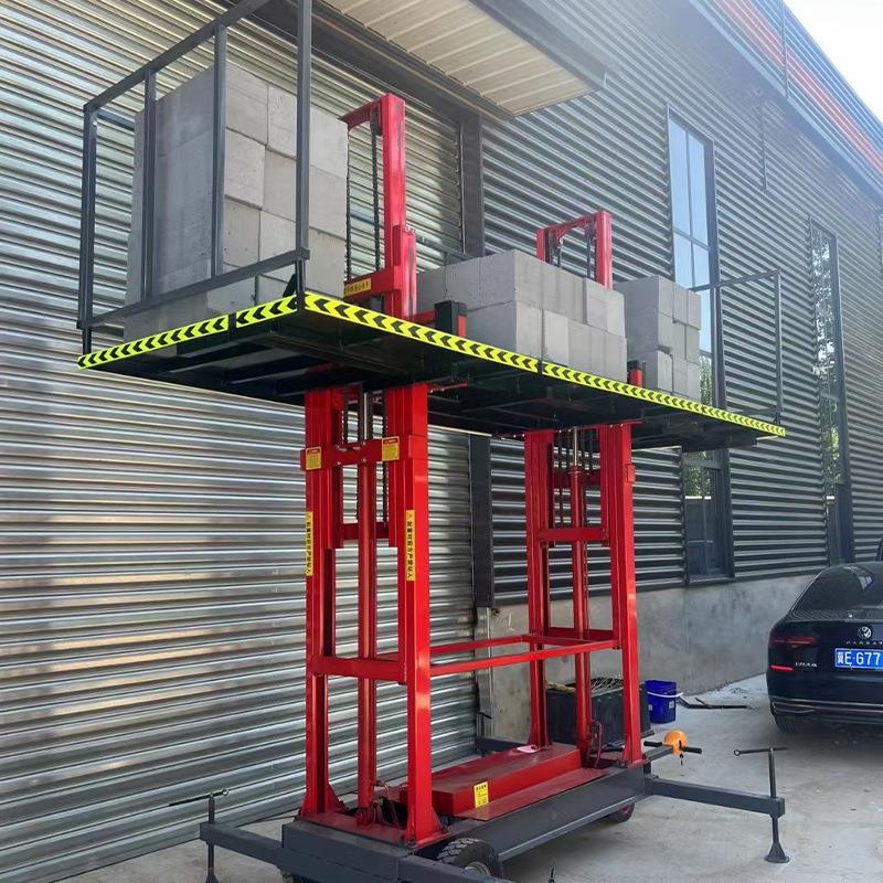 定制升降平台车电动工地高空作业升降机砖机全自动抹灰工地移动式