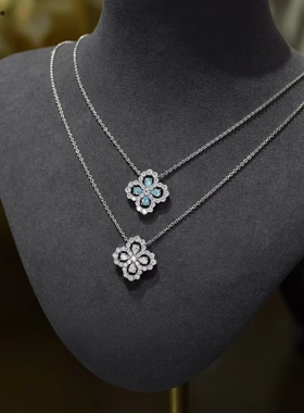 NY镶满钻四叶草小众轻奢锁骨项链