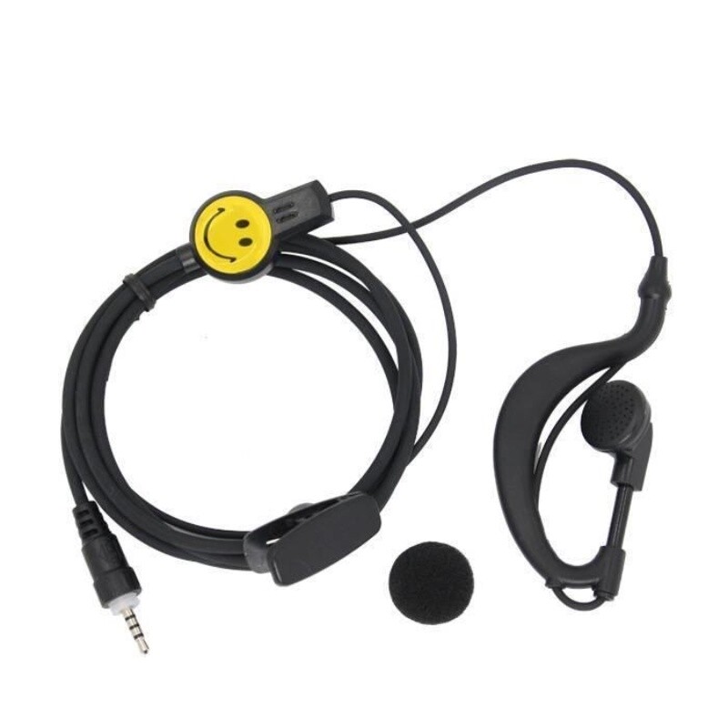 对讲机耳机黑色笑脸耳挂式对讲耳机线高档耐拉耳机线K头M头通用型