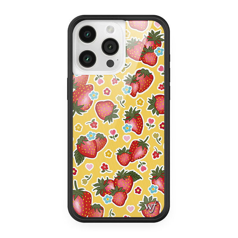 欧美f联名黄底甜蜜草莓适用苹果16Pro适用iPhone15/14/13ProMax/12Plus手机壳经典水果欧美时尚WF防摔保护17