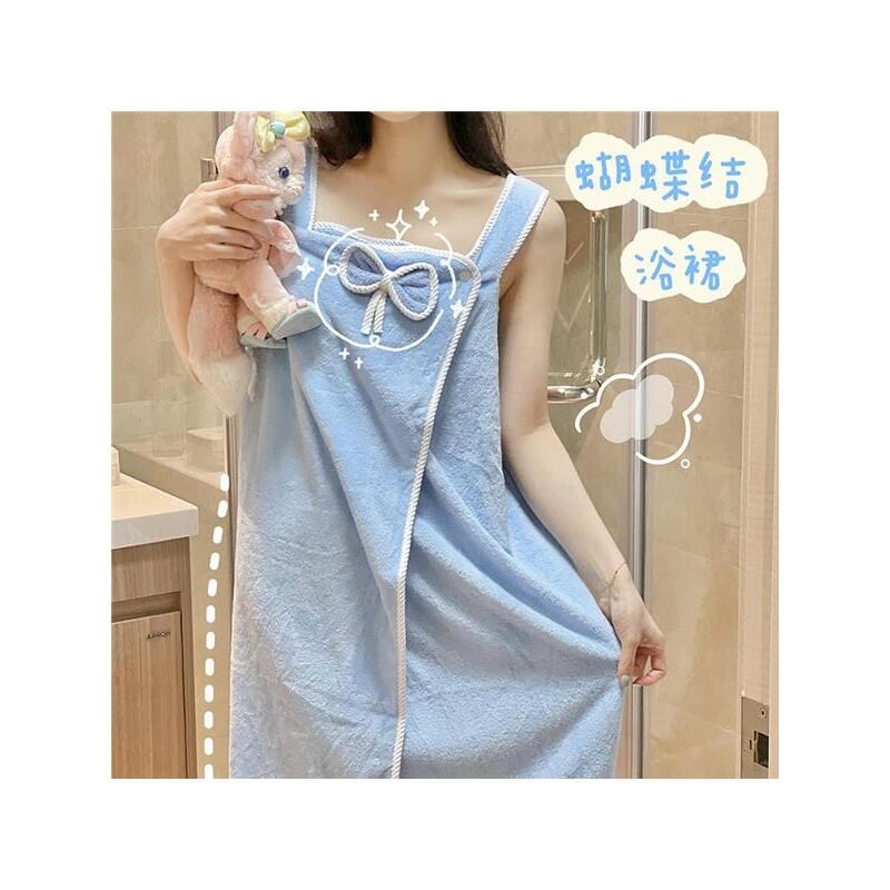 吊带浴巾浴衣浴裙毛巾洗澡速干吸水可穿可裹可爱女浴袍背心珊瑚绒