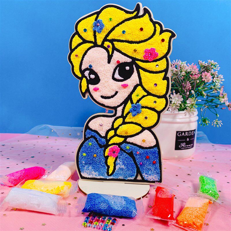 大号木板儿童雪花泥画珍珠泥画板手工粘土填色画宝宝DIY益智制作