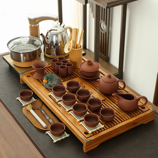 家用喝茶全m自动一体整套功夫茶具泡茶道客厅实木茶盘茶 茶具套装