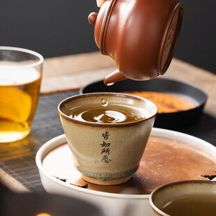 主人杯功A夫大号中式 陶瓷窑变鼎立茶杯男款 开片单个定制喝茶杯