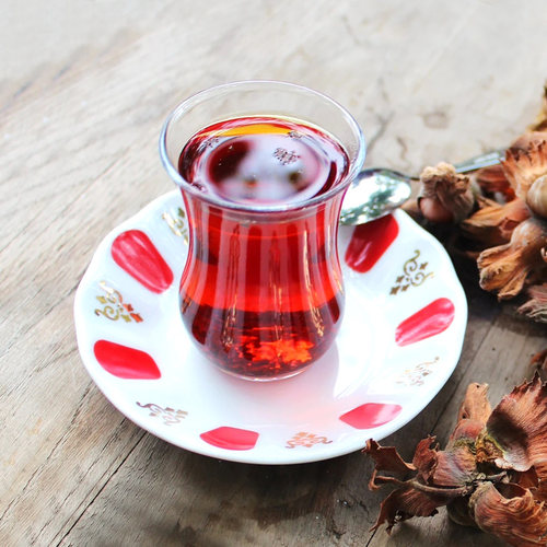 土耳其进口宫廷风红茶杯独特圆形白瓷配碟晶莹透明玻璃欧式耐高温