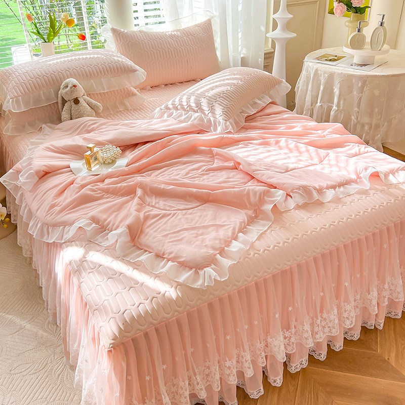 2025新款夏季乳胶凉席夏被四件套夏天可机洗床笠床裙款冰丝软席子