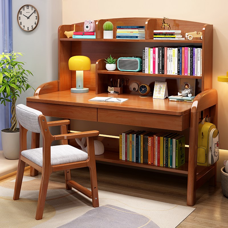 儿童学习桌家用可升降课桌椅写字写作业桌小学生实木书桌椅子套装