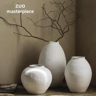 景德镇覆古小清新石器花瓶现代极简主义客厅陶艺干花陶瓷装饰罐花