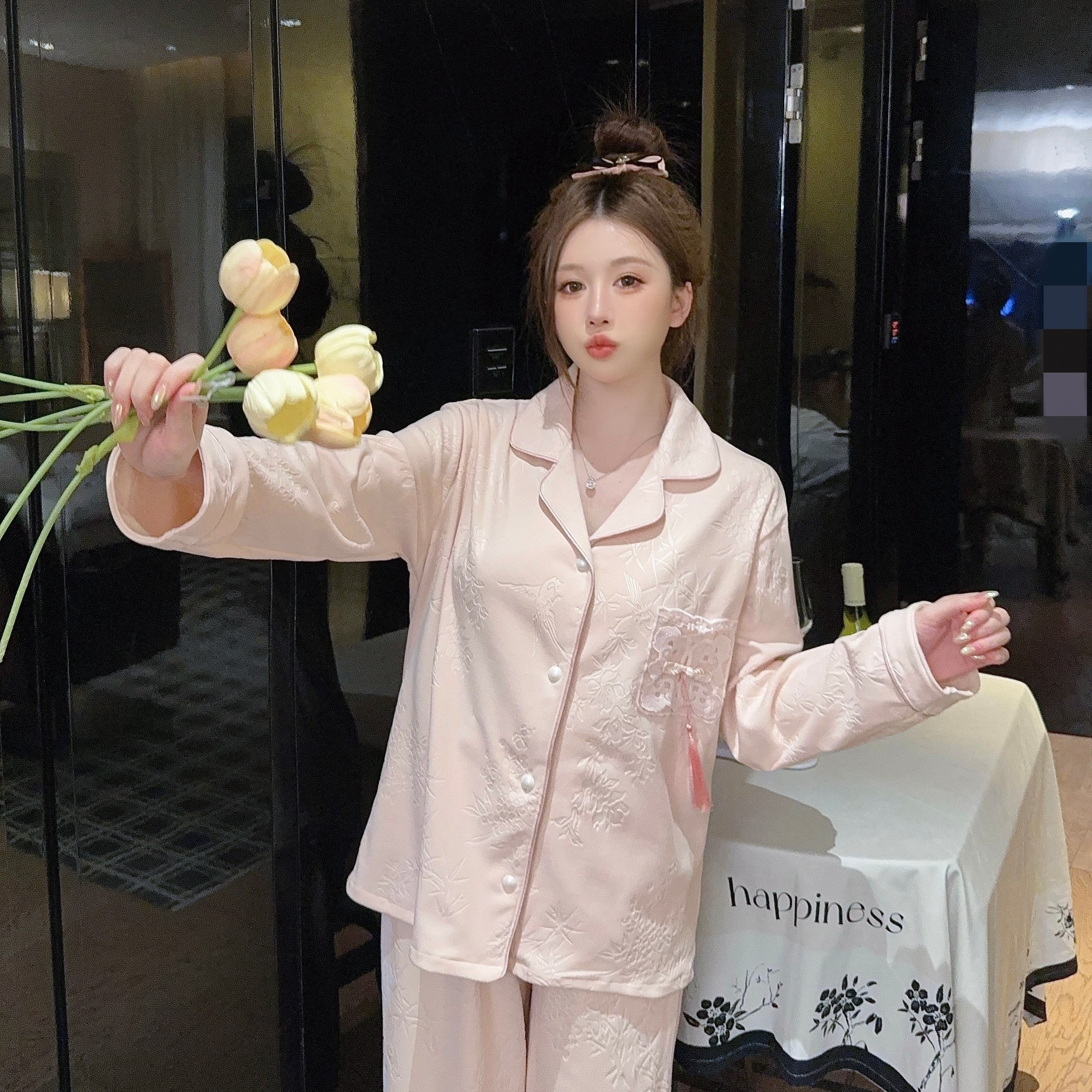 秋冬新款少女德绒加厚睡衣套装 可爱保暖抗静电家居服女