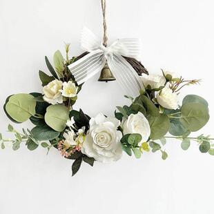 北欧ins风创意墙壁装饰品卧室房间墙面门上彷真花环挂饰挂件