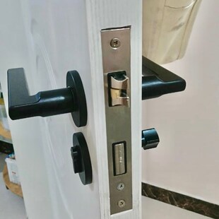 家用静音门锁室内门把手房门锁锁D具房间磁吸锁黑色分体木门锁