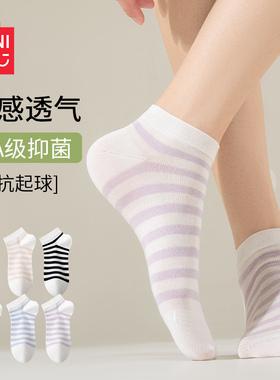 名创优品袜子女款夏季薄款7A抗菌防臭透气白色无骨凉感莫代尔短袜