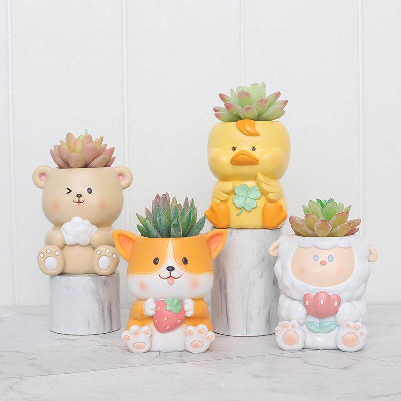 如果创意卡通园艺盆栽装饰品花器树脂工艺品绿植容器盆景多肉花盆