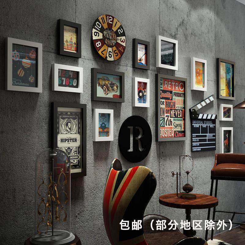 高分子_0024工业风照片墙组合装饰画框架画架挂画装饰框相片