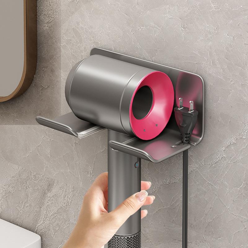 太空铝免打孔电吹风机架 卫生间浴室壁挂置物架收纳厕所置物架