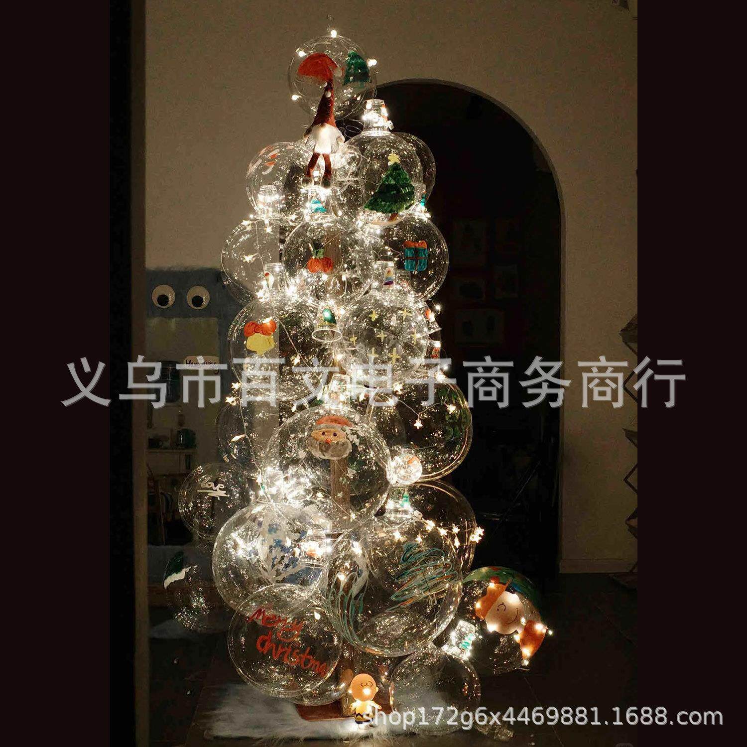 波波球圣诞树气球 DIY发光带灯啵啵气球 跨年 生日派对布置装饰品
