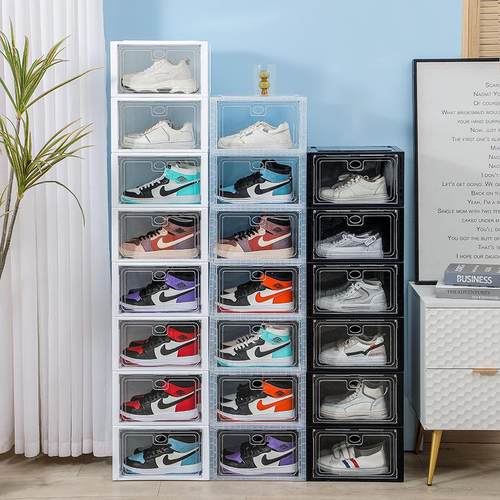 喜嘟PP塑料透明亚克力鞋盒强磁吸鞋收纳盒大量抽屉式家居用品