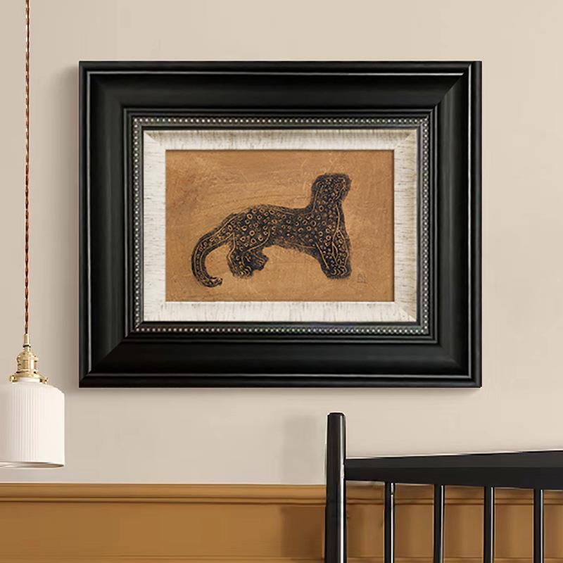 金钱豹装饰画常玉法式现代艺术设计师中古挂画客厅餐边柜卧室壁画