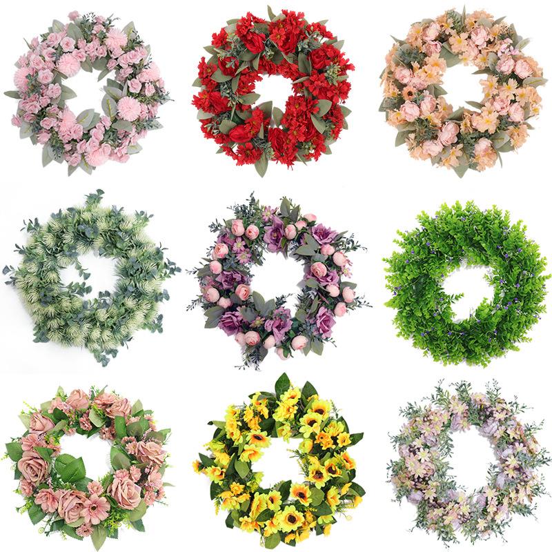 仿真花环北欧风假花婚礼装饰家居客厅墙体绿植婚庆北欧风格