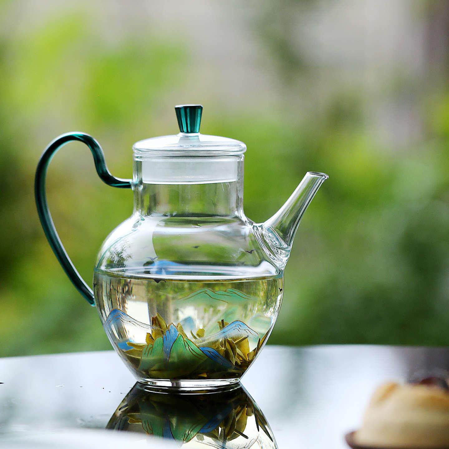 千里江山玻璃茶壶泡茶家用中式单壶茶具一人喝茶小壶带过滤茶水壶