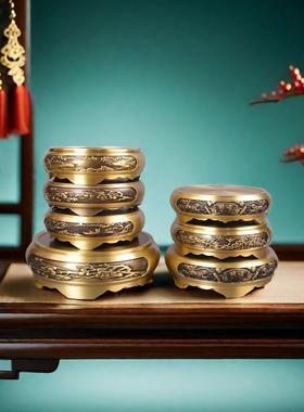 宏达 全黄铜浮雕山水铜底座 玄关葫芦底托香炉底座铜器礼品摆件