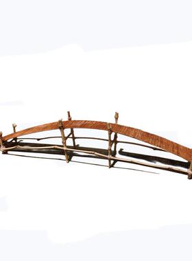 5ZV7古代复古中式微景观装饰摆件 竹木板材拼接小桥 盆景山石