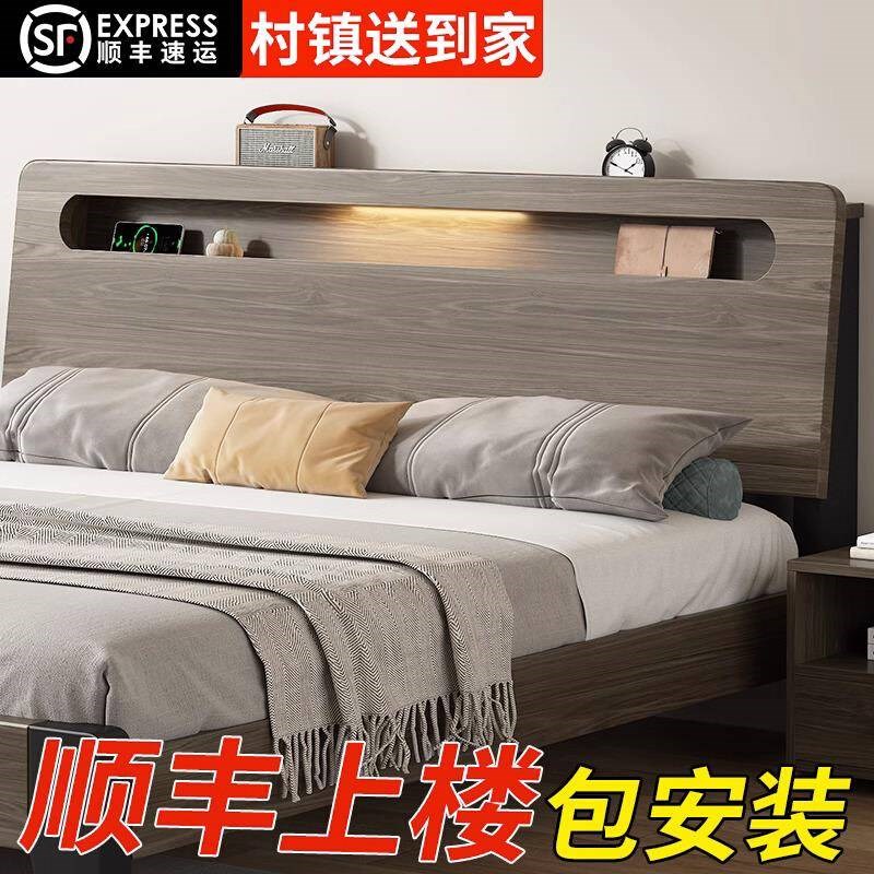 实木床约房用1.5米双人主卧1F.8单人1米2床架工厂床