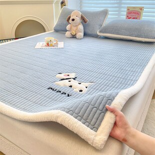 冬季加绒加厚床垫被褥铺底毛毯珊瑚绒夹棉床单软垫床盖褥子