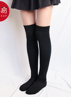 袜子/小腿袜AC1pq801-黑色百搭袜小腿袜长袜子日系过膝袜