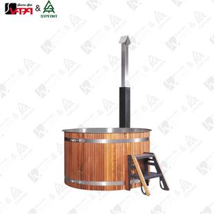 桑拿热水浴缸304不锈钢内胆＋红雪松表面 内置木材燃烧炉商用家用