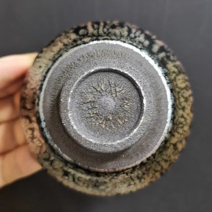 无底款 李达强结d晶油滴矮束口主人杯