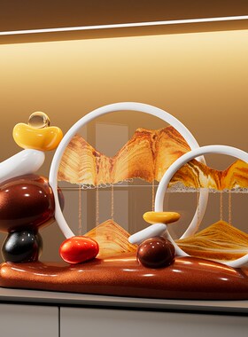 时来运转流沙画摆件高级感客厅进门口玄关K电视柜酒柜办公室装饰