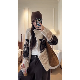 复古提花针织毛衣 法式 费尔岛花纹 1650 大美唤粉丝专享