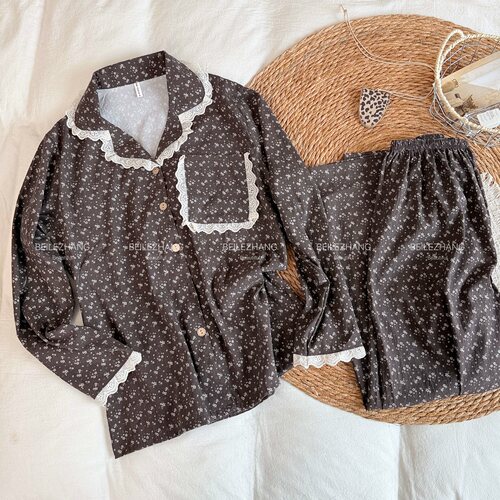 【大美唤粉丝专享】【复古碎花】睡衣宽松舒适外穿家居服套装9881