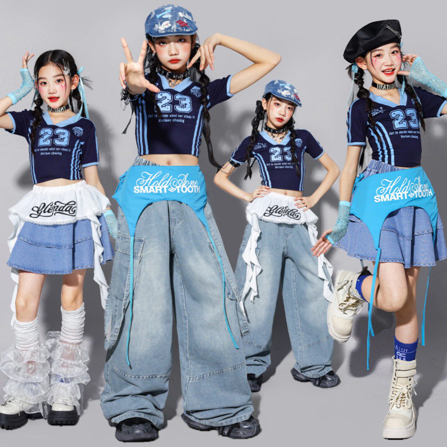 女童爵士舞演出牛仔套装