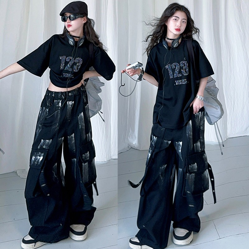 潮服女童爵士服2026个性儿童亮色街舞牛仔套装少儿jazz走秀演出服