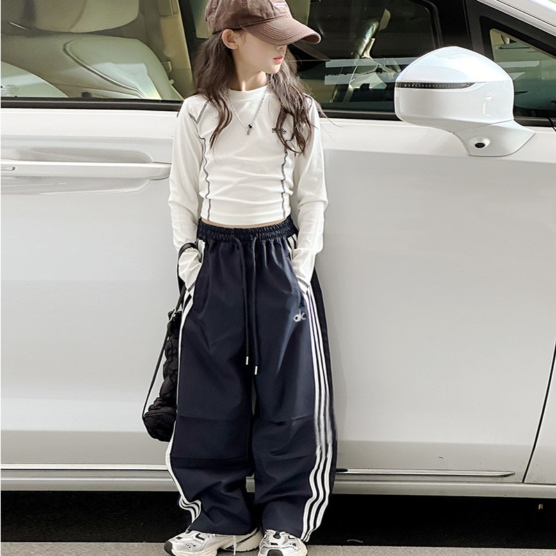 爵士舞服装女童黑白长袖套装