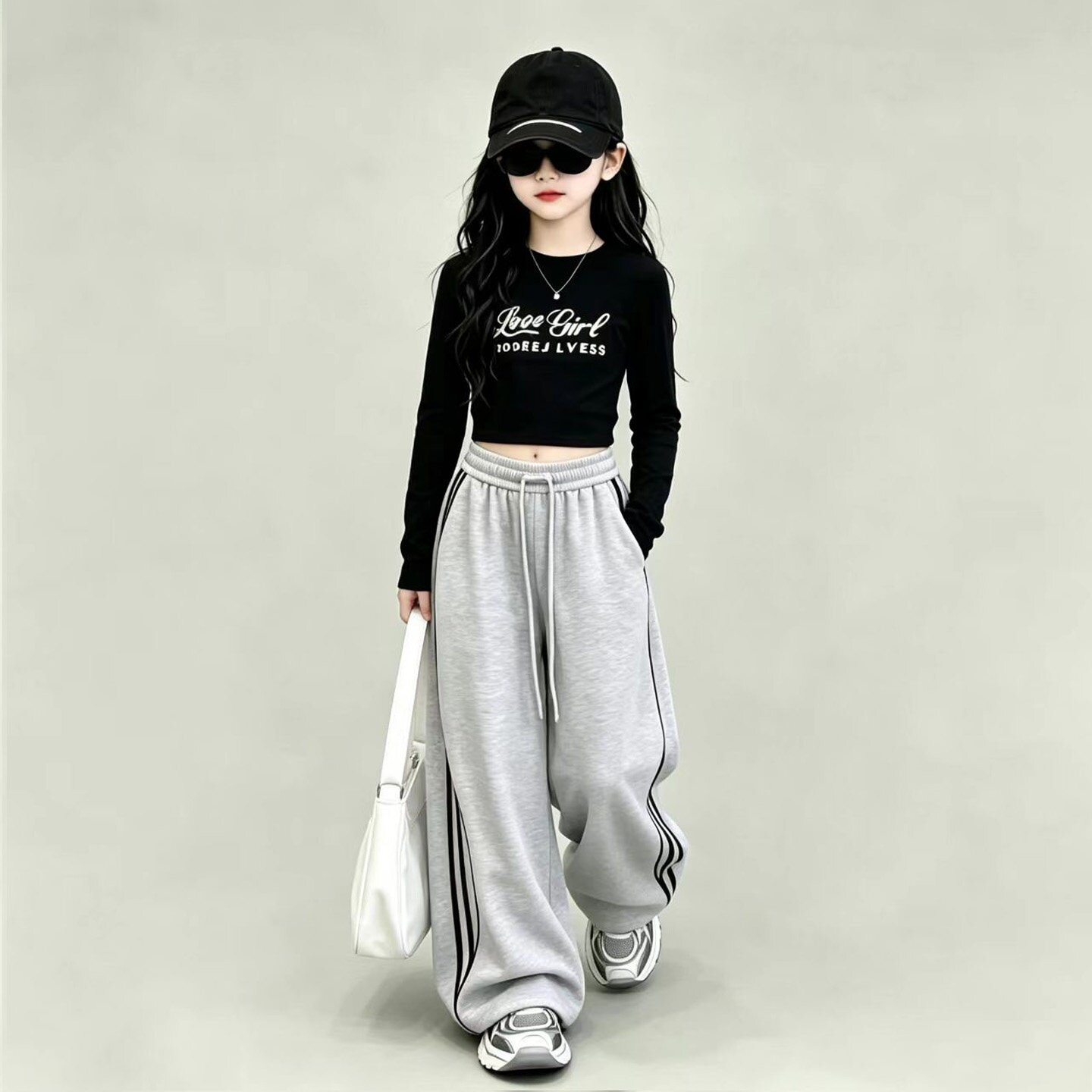 女童爵士舞练功服装少儿hiphop街舞潮装表演秋季中大童卫裤运动裤