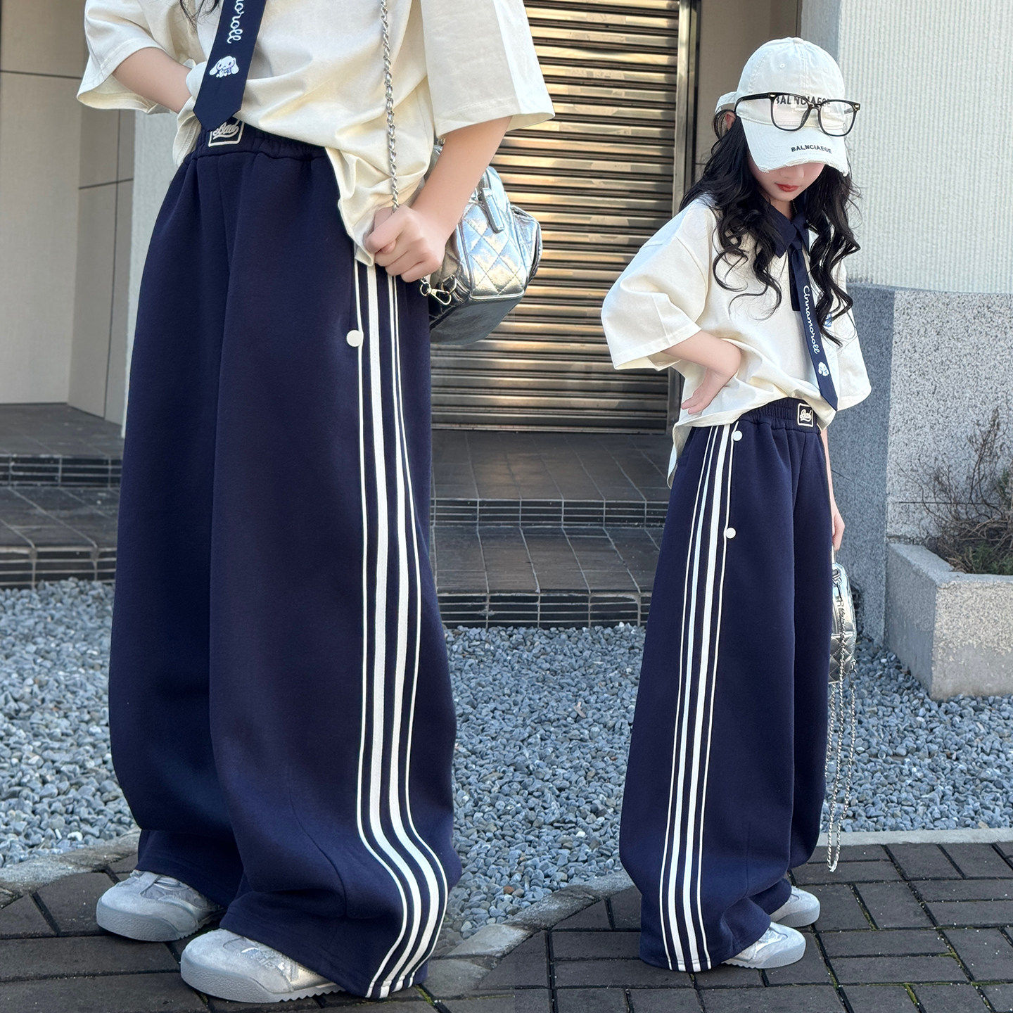 女童运动裤2026春季新款儿童裤子直筒长裤卫裤女孩休闲宽松阔腿裤