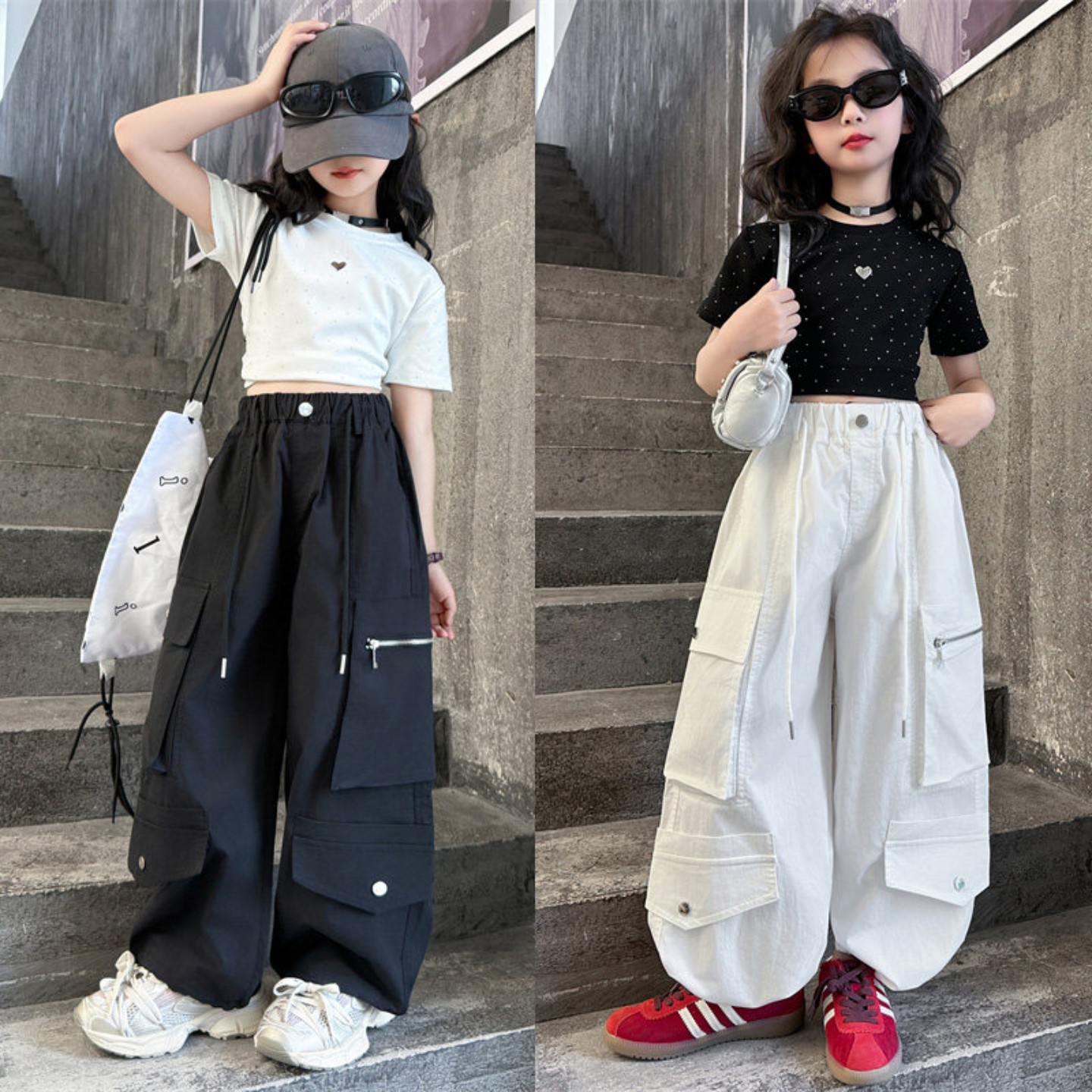 女童夏装套装2026款T恤洋气中大童夏季休闲运动爵士舞蕾丝阔腿裤8