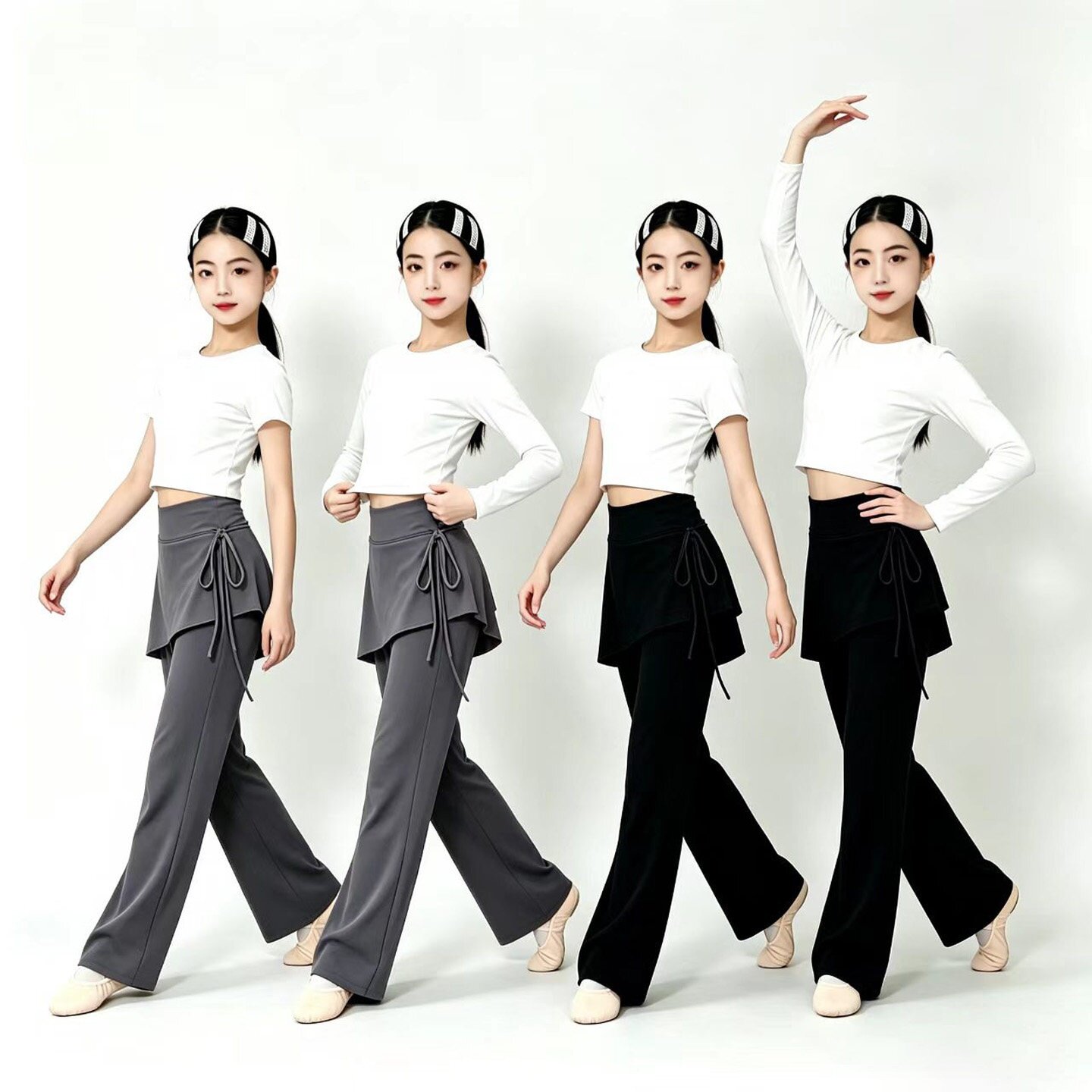 爵士舞女童形体日常训练功服装少儿拉丁舞屁帘喇叭裤秋冬加绒新款