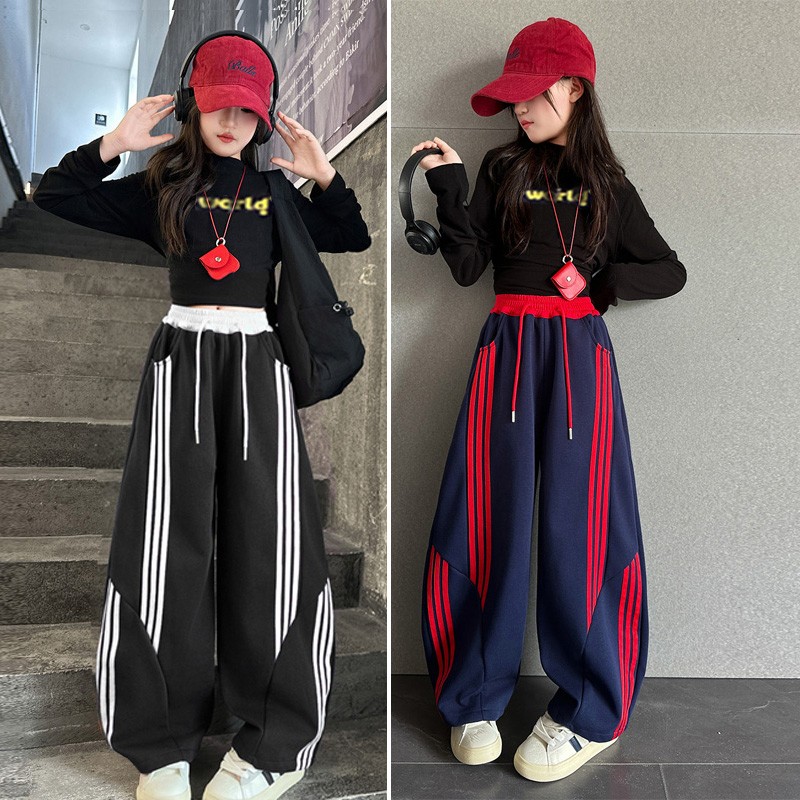 女童爵士舞服装秋冬加厚阔腿裤