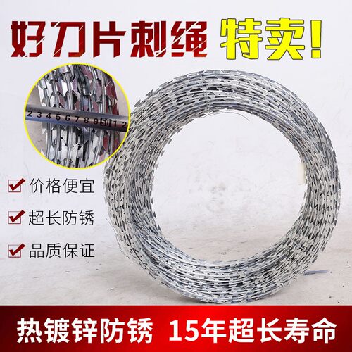皇汉热镀锌不生锈刀片刺绳防盗网荷兰网铁丝网围栏网铁蒺藜滚笼网
