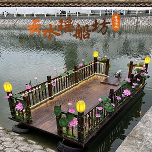 舞台表演下水平台花船景观装饰仿古电动画舫船木船水上观光旅游船