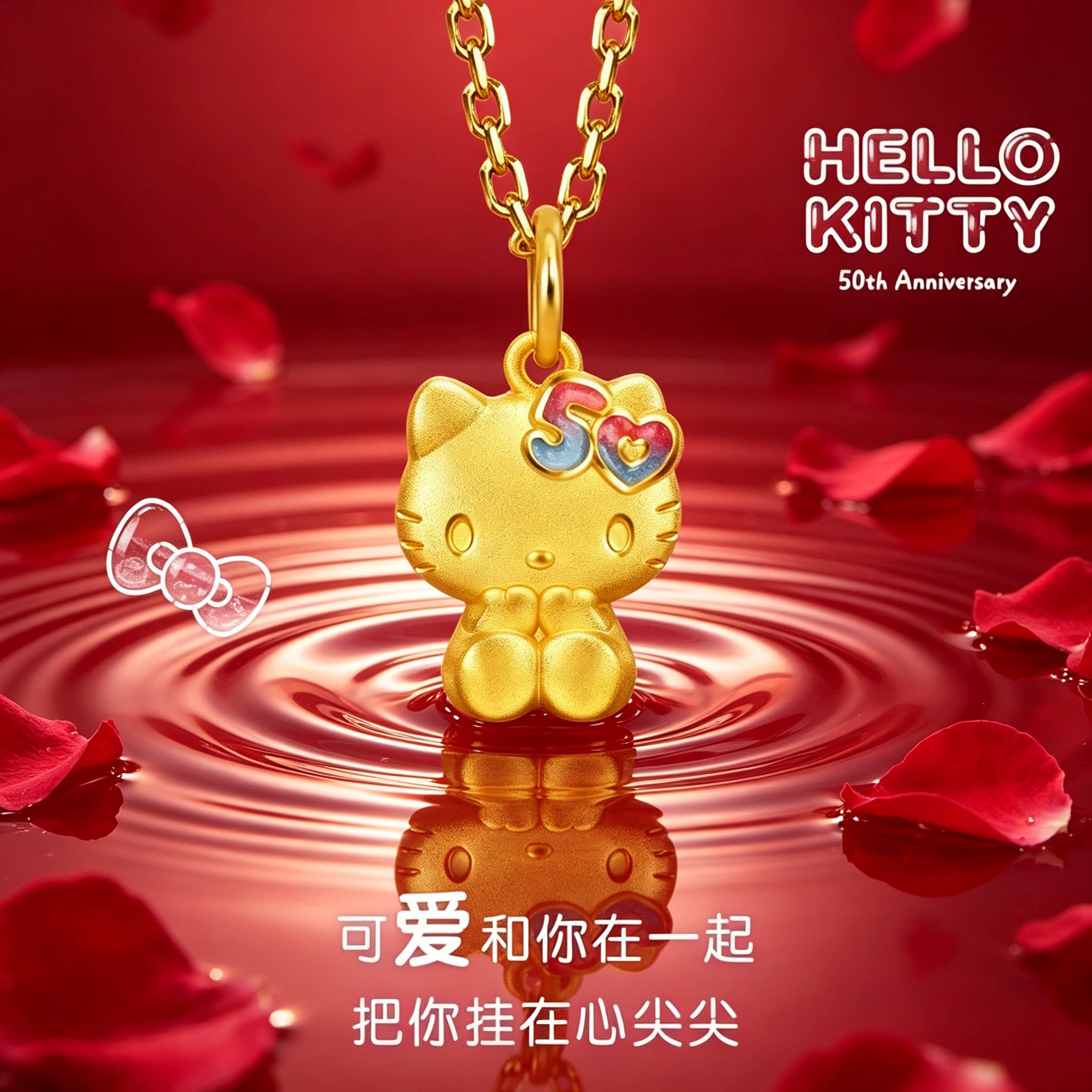 Hello Kitty Qızıl Suya Batırılmış Asma Uşaq Üçün